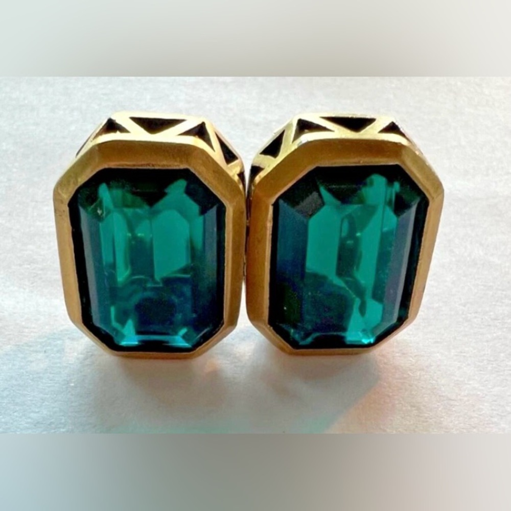 Vintage Elegant YSL Green emerald EARRINGS